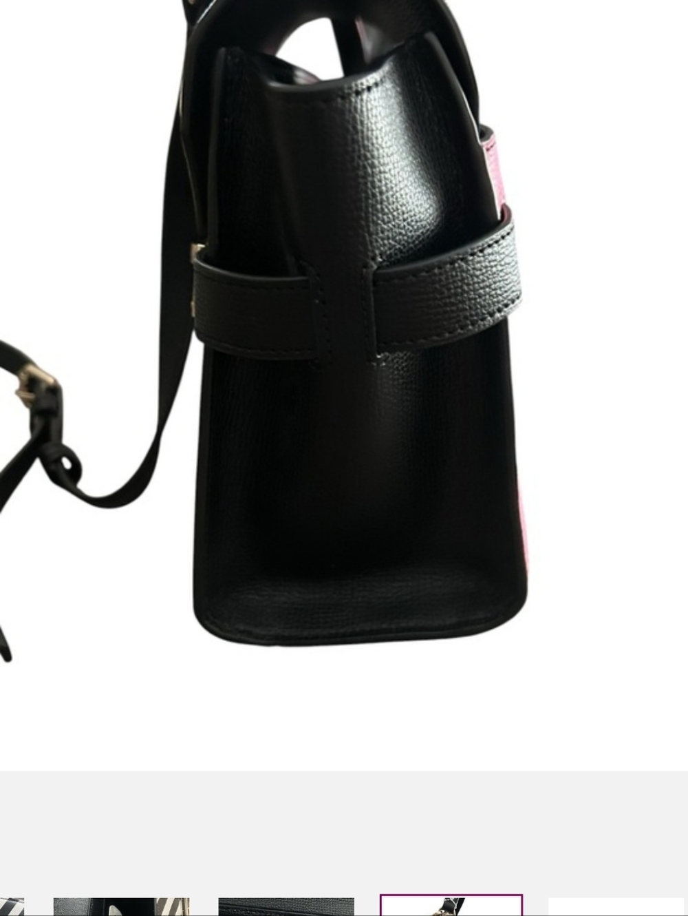 henri bendel Uptown Black, Pink & Red Striped Colorblock Satchel - Picture 8 of 8